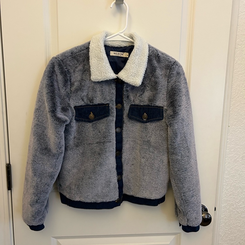 Mebon women’s fluffy denim jacket